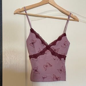 Full Tilt Burgundy Lace Trim Top